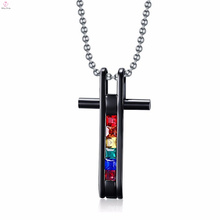 Costume Plaine Argent Croix Religieux En Acier Inoxydable Collier Pendentif Bijoux